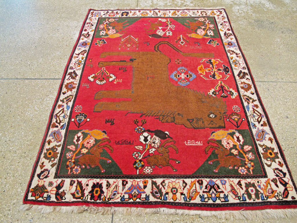 Vintage Persian Pictorial Shiraz Rug, No.25985 - Staging