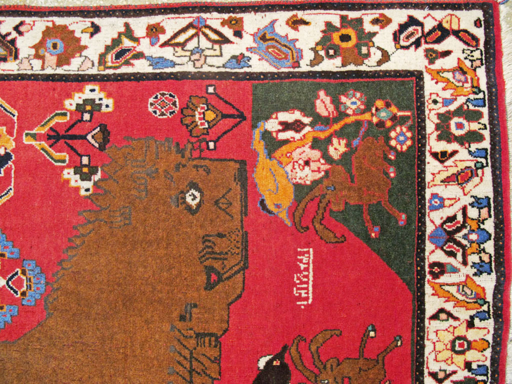 Vintage Persian Pictorial Shiraz Rug, No.25985 - Staging