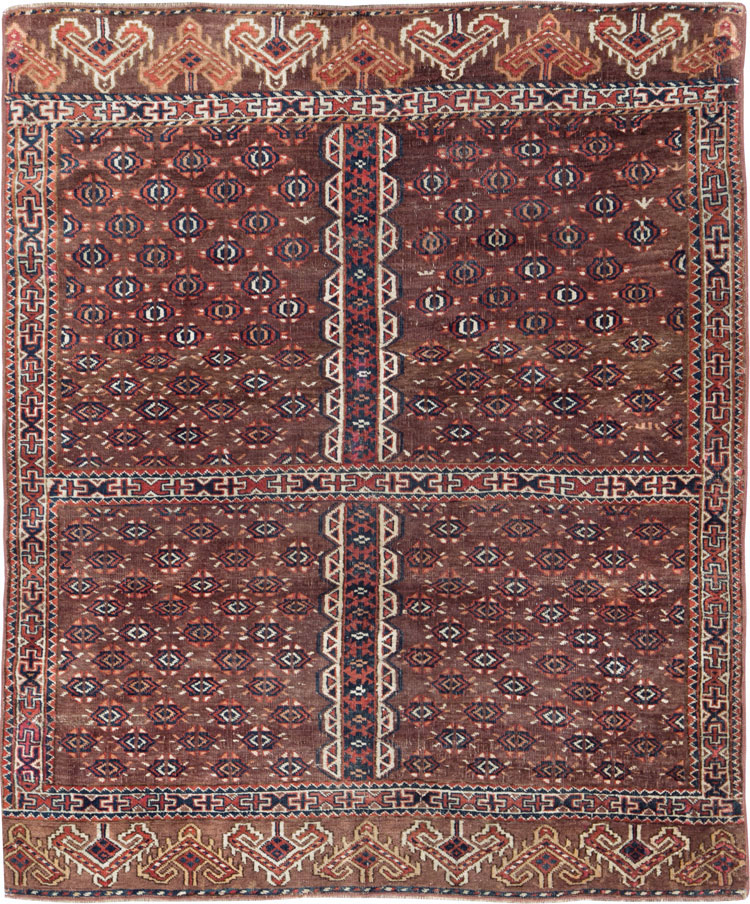 Antique Central Asian Tekke Tribal Accent Rug, No.25991 - Staging
