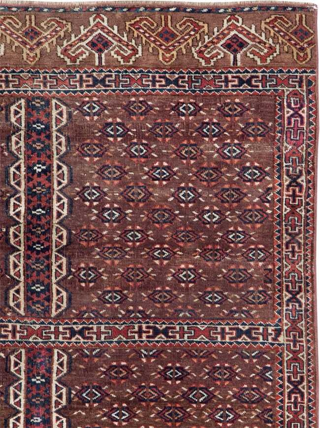 Antique Central Asian Tekke Tribal Accent Rug, No.25991 - Staging