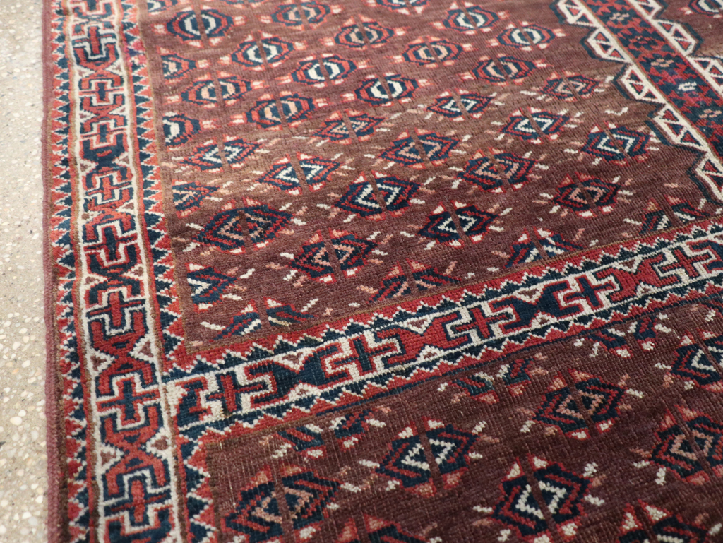 Antique Central Asian Tekke Tribal Accent Rug, No.25991 - Staging