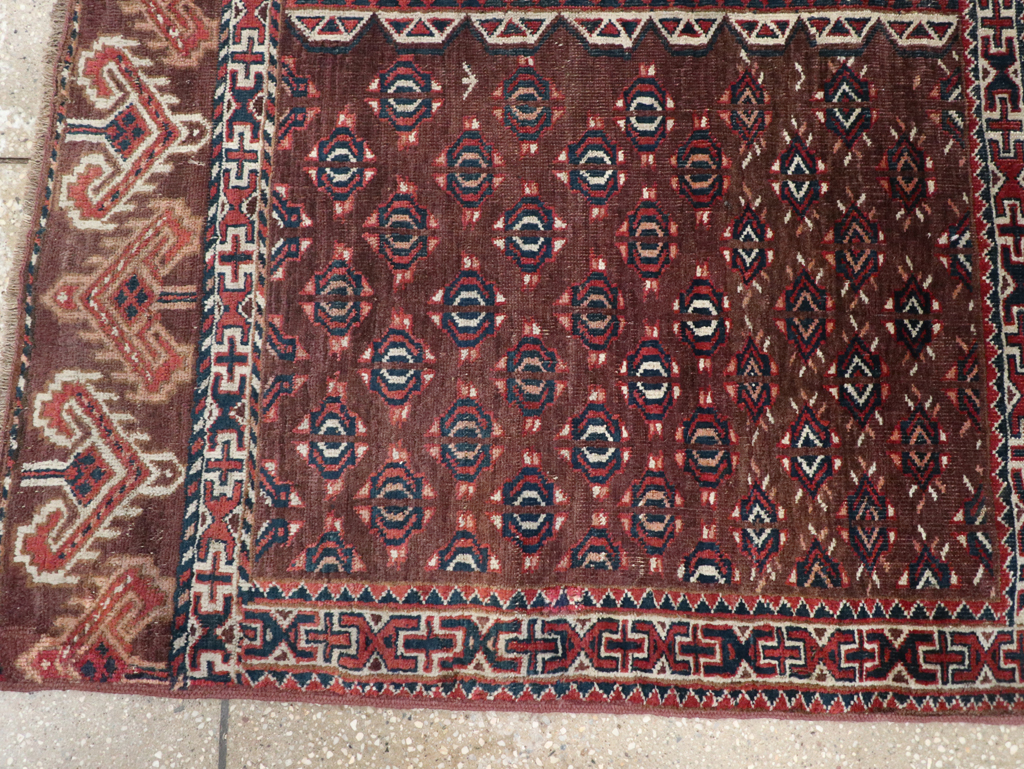 Antique Central Asian Tekke Tribal Accent Rug, No.25991 - Staging