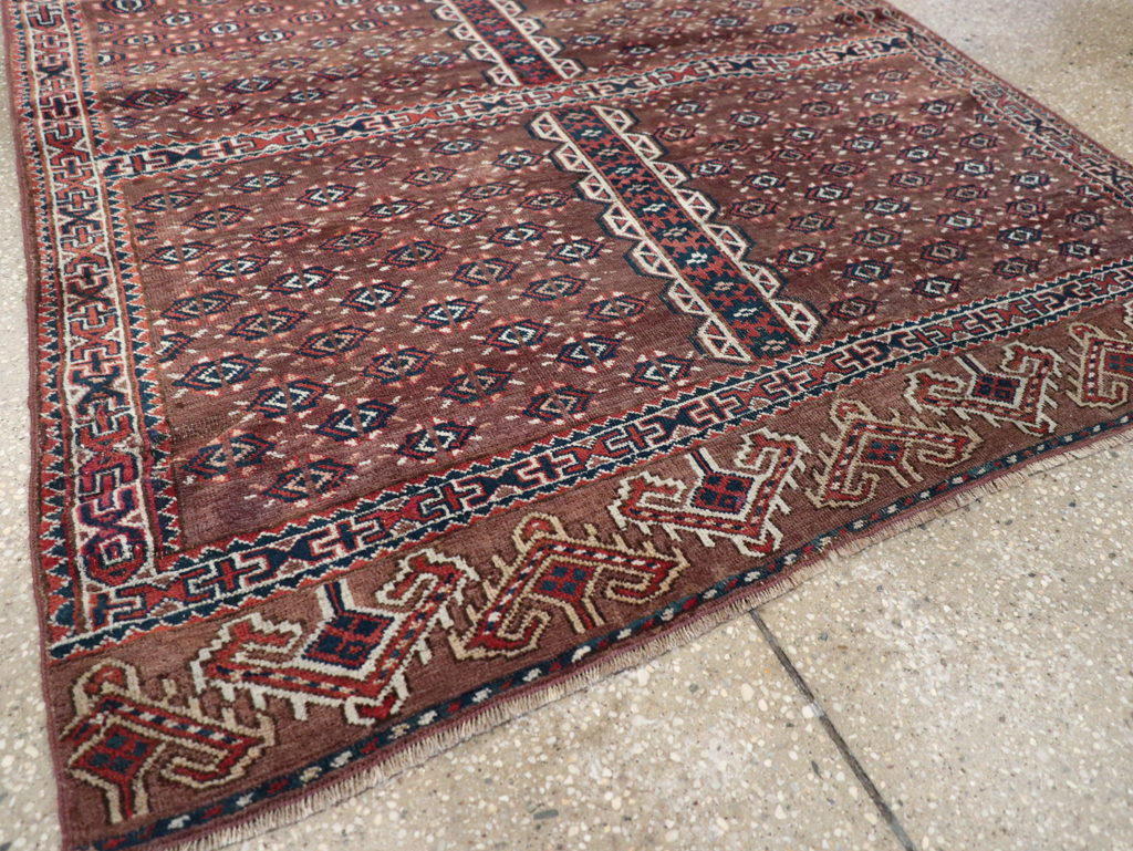 Antique Central Asian Tekke Tribal Accent Rug, No.25991 - Staging