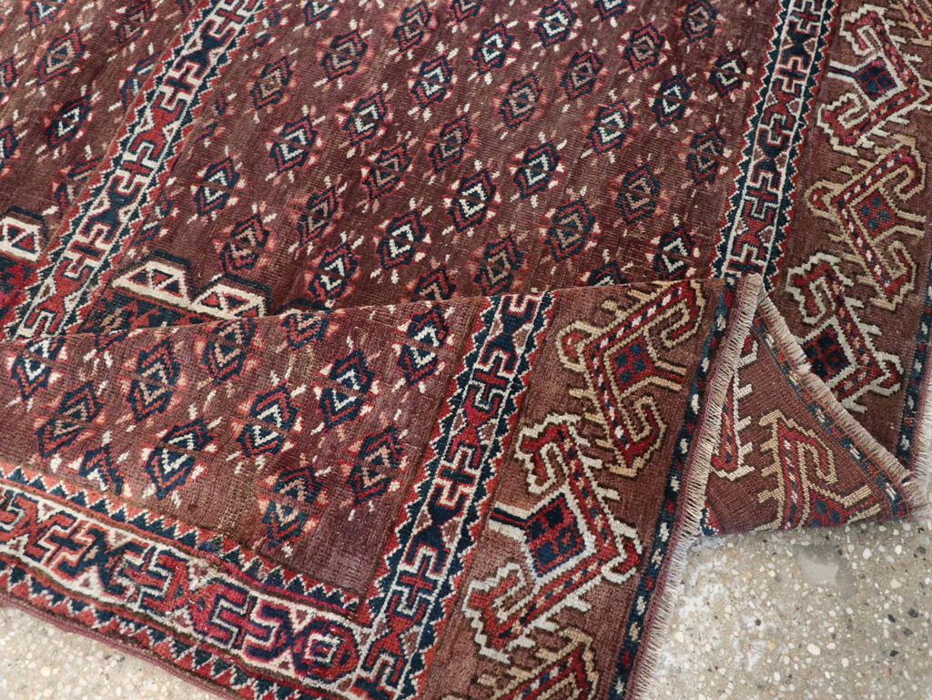Antique Central Asian Tekke Tribal Accent Rug, No.25991 - Staging