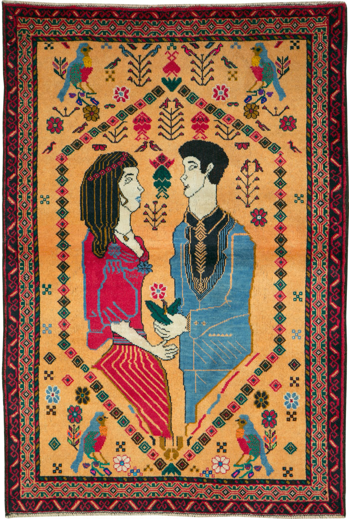 Vintage Persian Baluch Rug, No.26001 - Staging