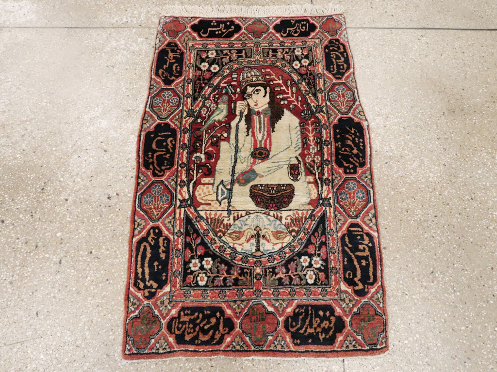Antique Persian Dabir Kashan Pictorial Rug, No.26002 - Staging