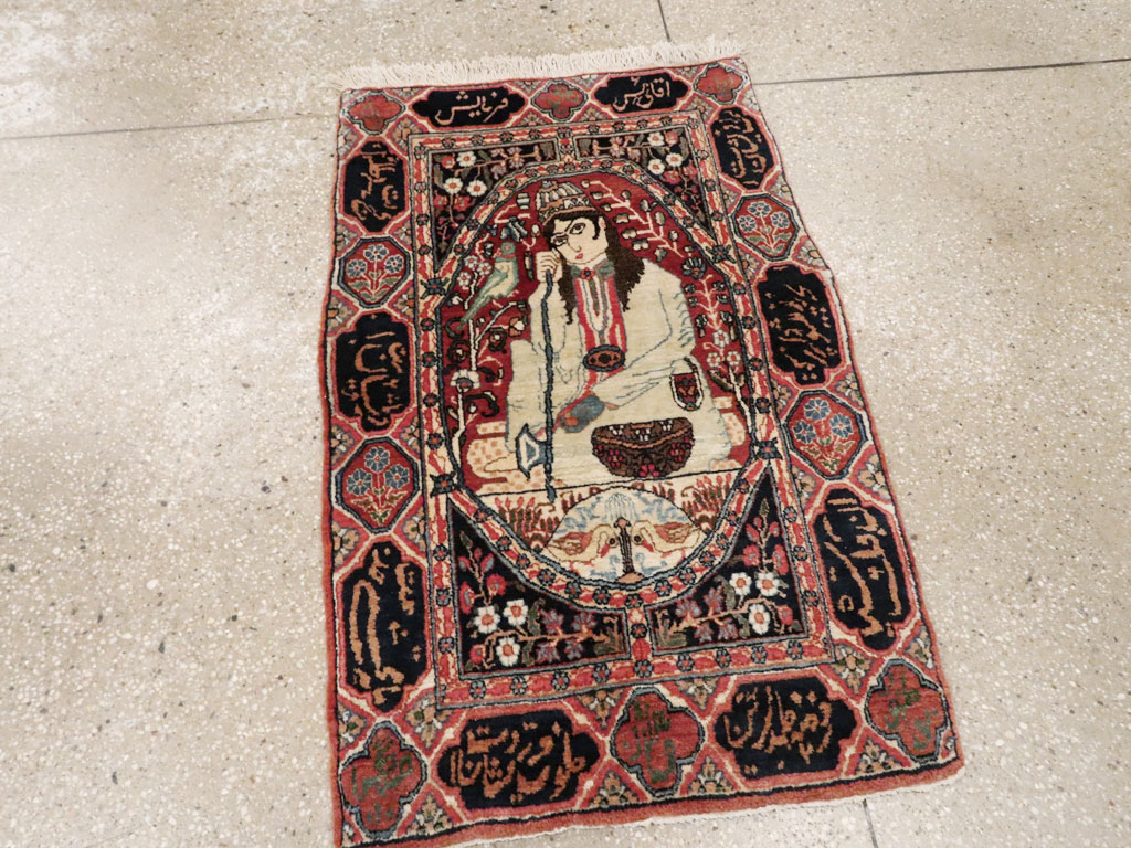 Antique Persian Dabir Kashan Pictorial Rug, No.26002 - Staging