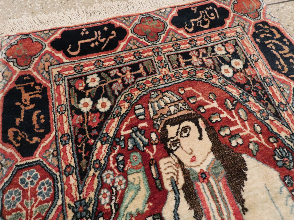 Antique Persian Dabir Kashan Pictorial Rug, No.26002 - Staging