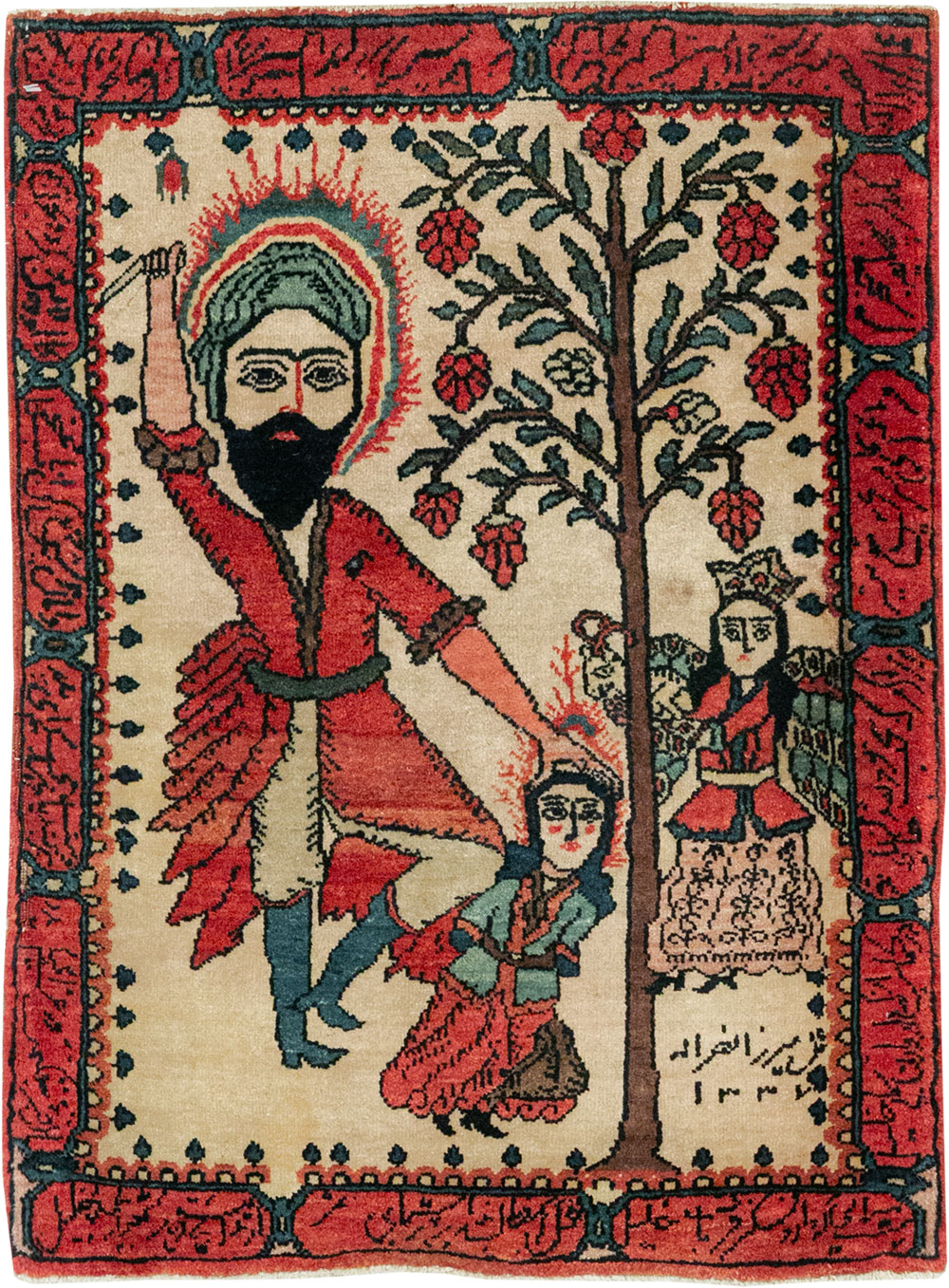 Antique Persian Sarouk Pictorial Rug, No.26006 - Staging