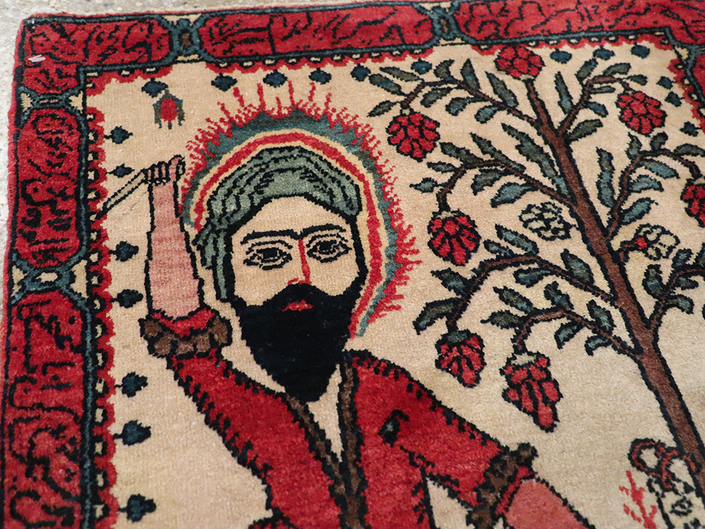 Antique Persian Sarouk Pictorial Rug, No.26006 - Staging