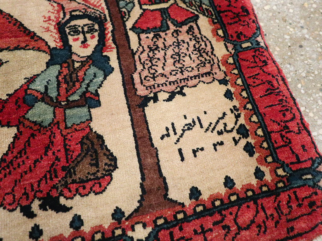 Antique Persian Sarouk Pictorial Rug, No.26006 - Staging