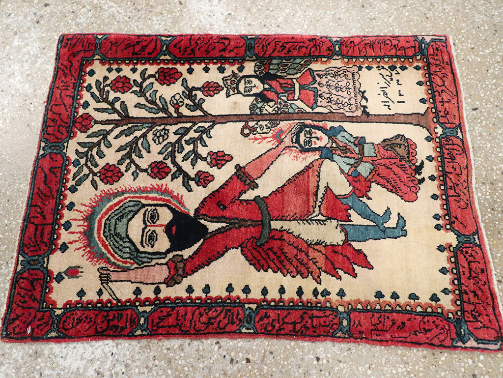 Antique Persian Sarouk Pictorial Rug, No.26006 - Staging