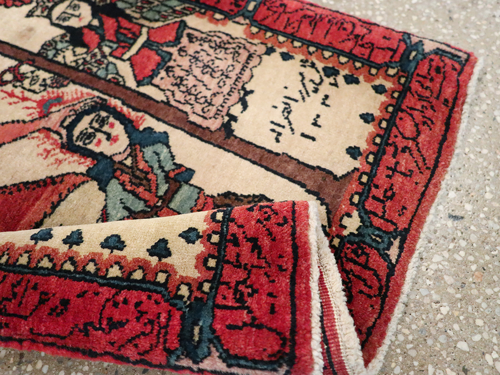 Antique Persian Sarouk Pictorial Rug, No.26006 - Staging
