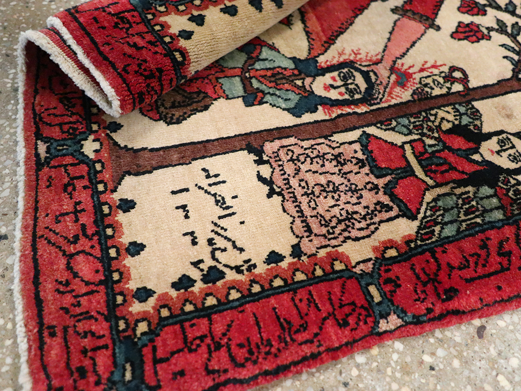 Antique Persian Sarouk Pictorial Rug, No.26006 - Staging