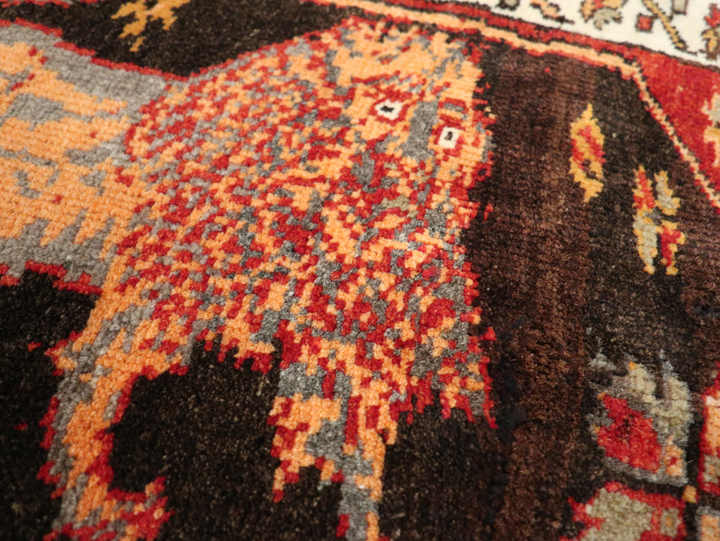 Vintage Turkish Anatolian Pictorial Throw Rug, No.26011 - Staging