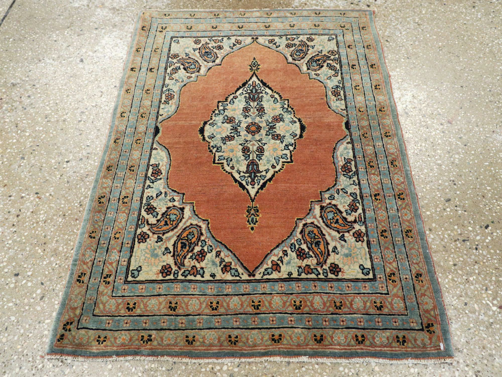Antique Persian Tabriz Hagi Jalili Throw Rug, No.26019 - Staging