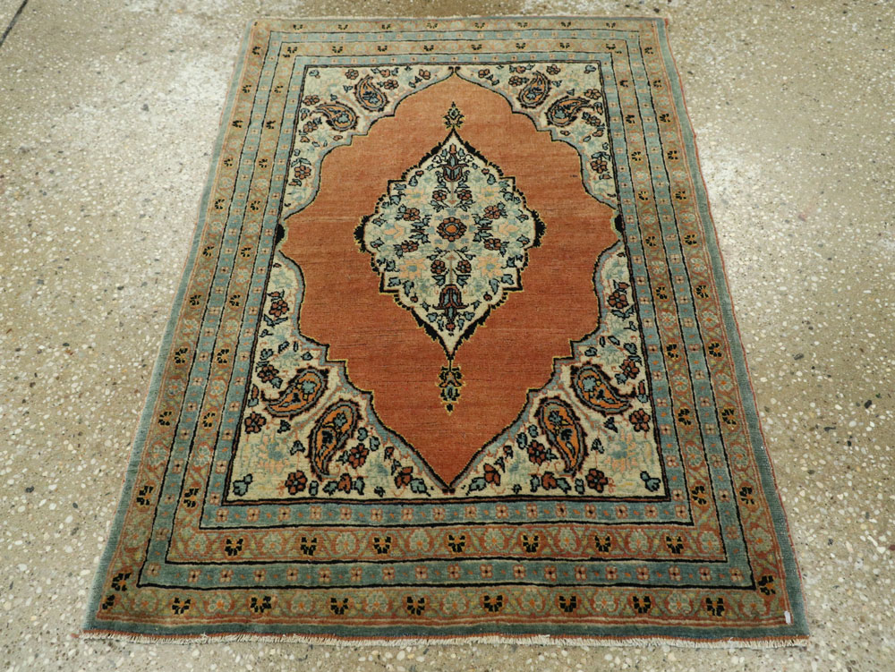 Antique Persian Tabriz Hagi Jalili Throw Rug, No.26019 - Staging