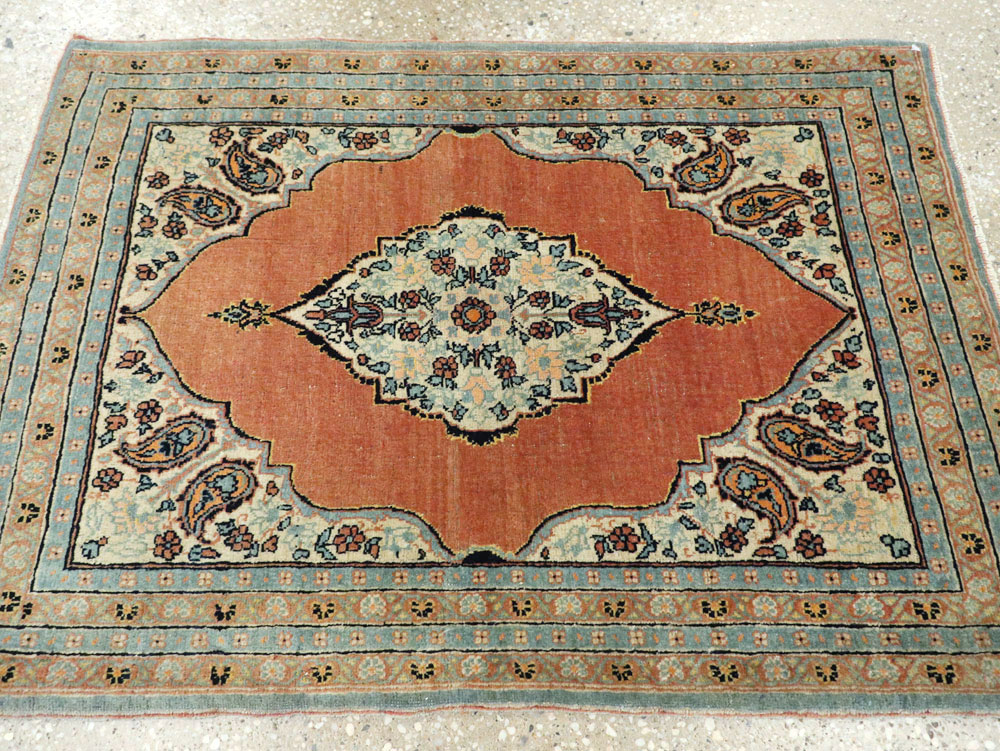 Antique Persian Tabriz Hagi Jalili Throw Rug, No.26019 - Staging