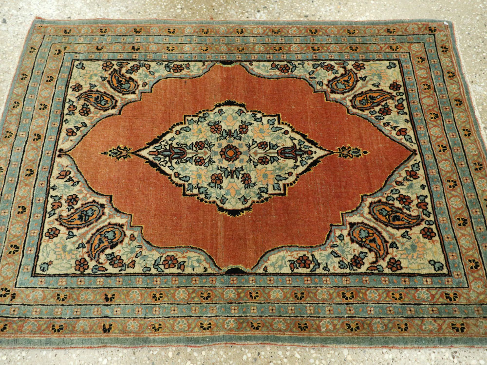 Antique Persian Tabriz Hagi Jalili Throw Rug, No.26019 - Staging