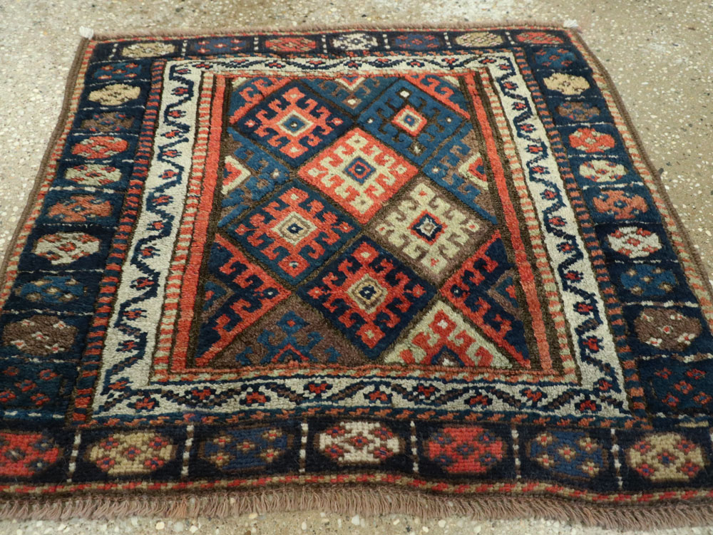 Antique Persian Jaff Kurd Square Throw Rug, No.26024 - Staging