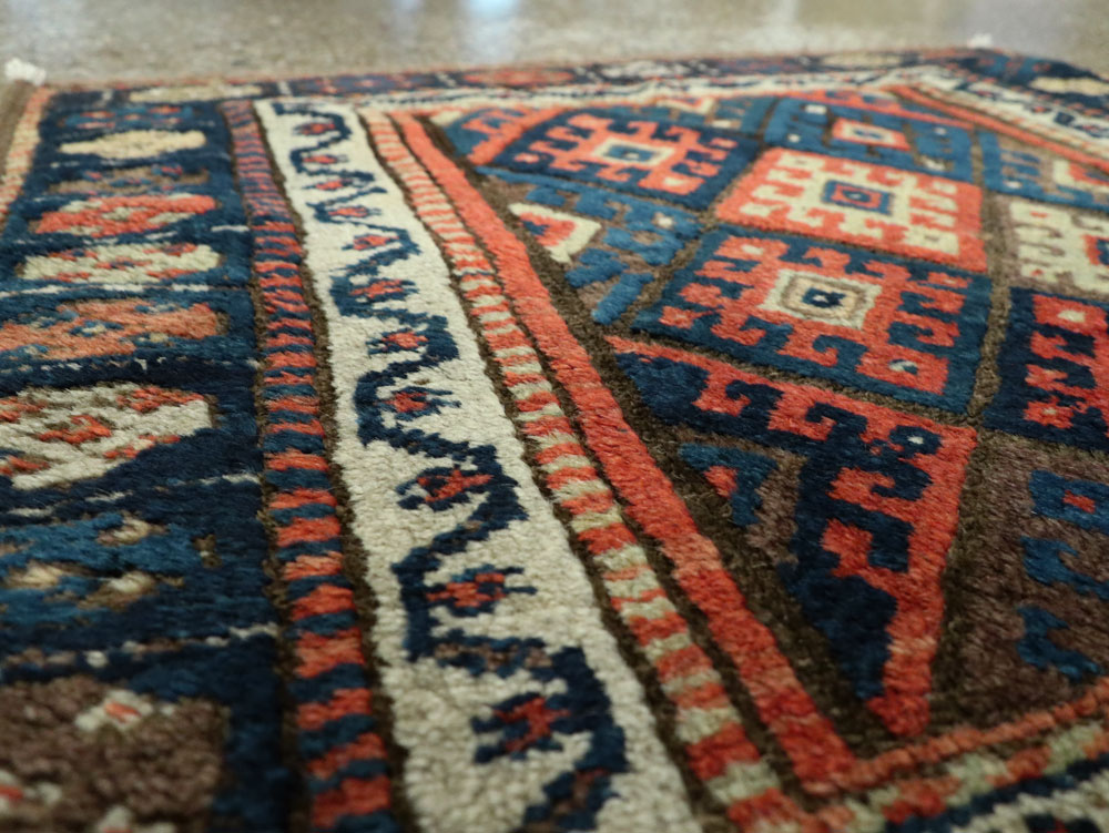 Antique Persian Jaff Kurd Square Throw Rug, No.26024 - Staging