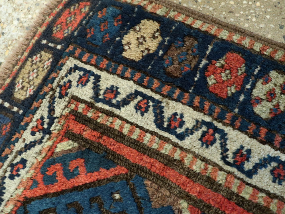 Antique Persian Jaff Kurd Square Throw Rug, No.26024 - Staging