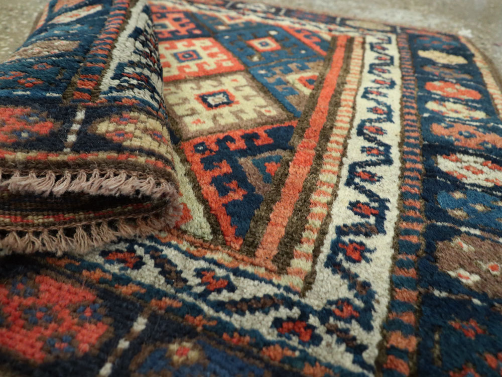 Antique Persian Jaff Kurd Square Throw Rug, No.26024 - Staging