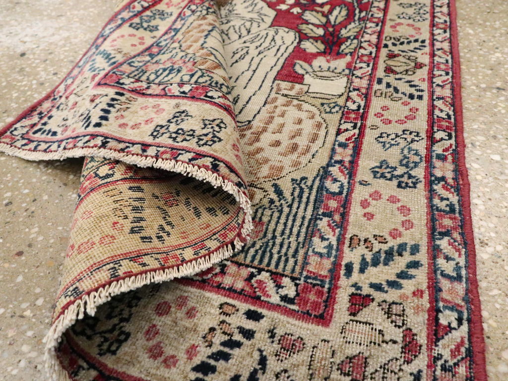 Antique Persian Pictorial Lavar Kerman Rug, No.26026 - Staging
