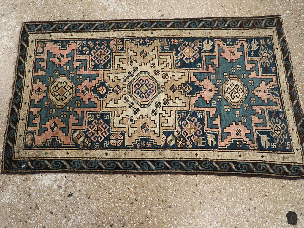 Antique Caucasian Shirvan Throw Rug, No.26027 - Staging