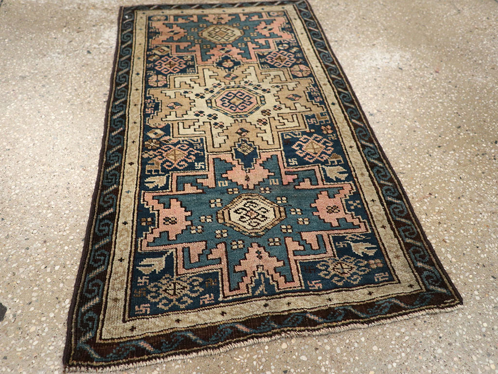 Antique Caucasian Shirvan Throw Rug, No.26027 - Staging