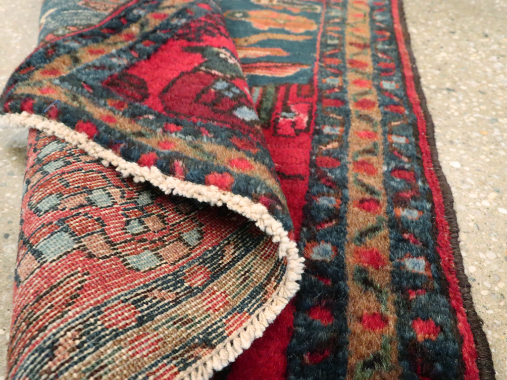 Vintage Persian Lilihan Pictorial Rug, No.26029 - Staging
