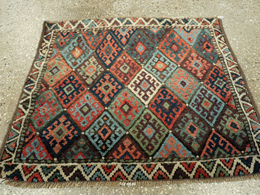 Antique Persian Jaff Kurd Throw Rug, No.26030 - Staging