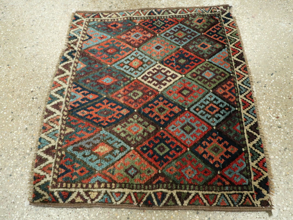 Antique Persian Jaff Kurd Throw Rug, No.26030 - Staging