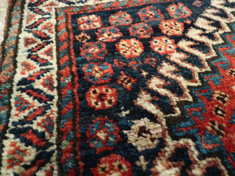Antique Persian Qashqai Square Throw Rug, No.26038 - Staging