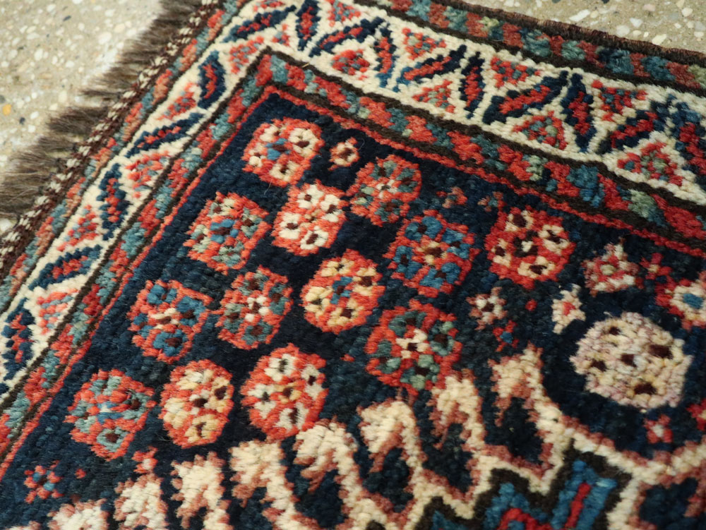 Antique Persian Qashqai Square Throw Rug, No.26038 - Staging