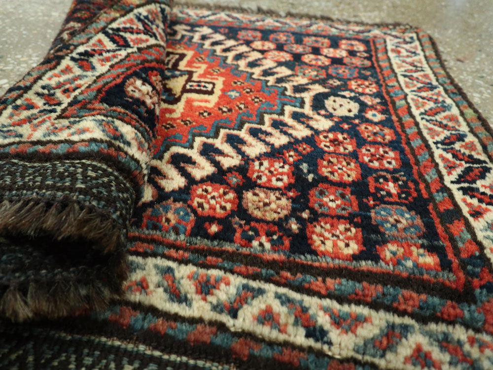 Antique Persian Qashqai Square Throw Rug, No.26038 - Staging