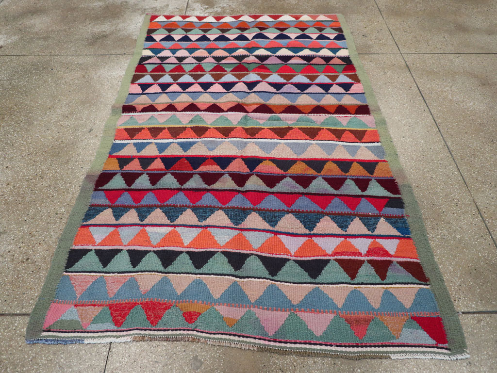 Vintage Persian Flatweave Accent Rug, No.26079 - Staging