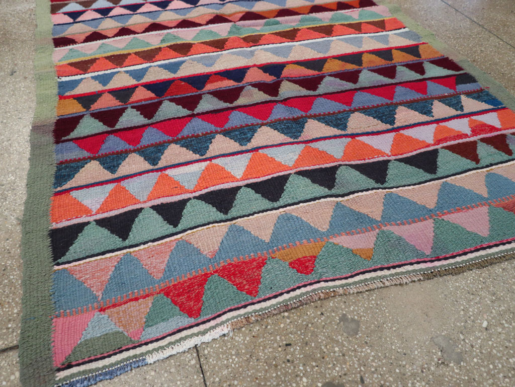 Vintage Persian Flatweave Accent Rug, No.26079 - Staging