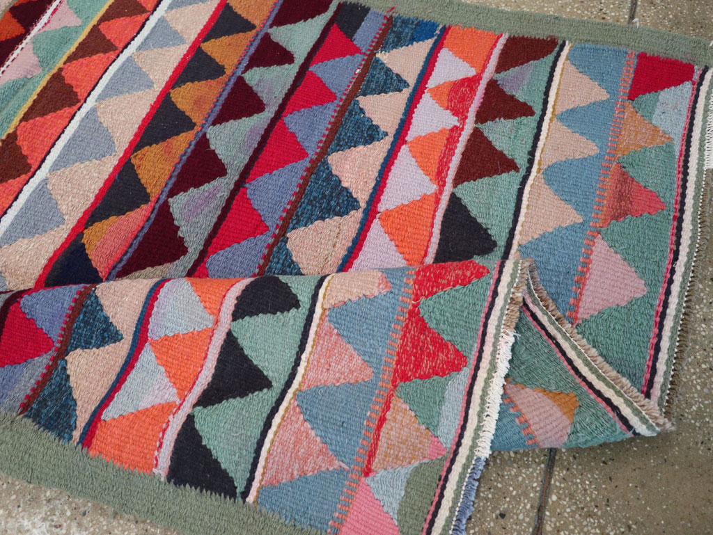 Vintage Persian Flatweave Accent Rug, No.26079 - Staging