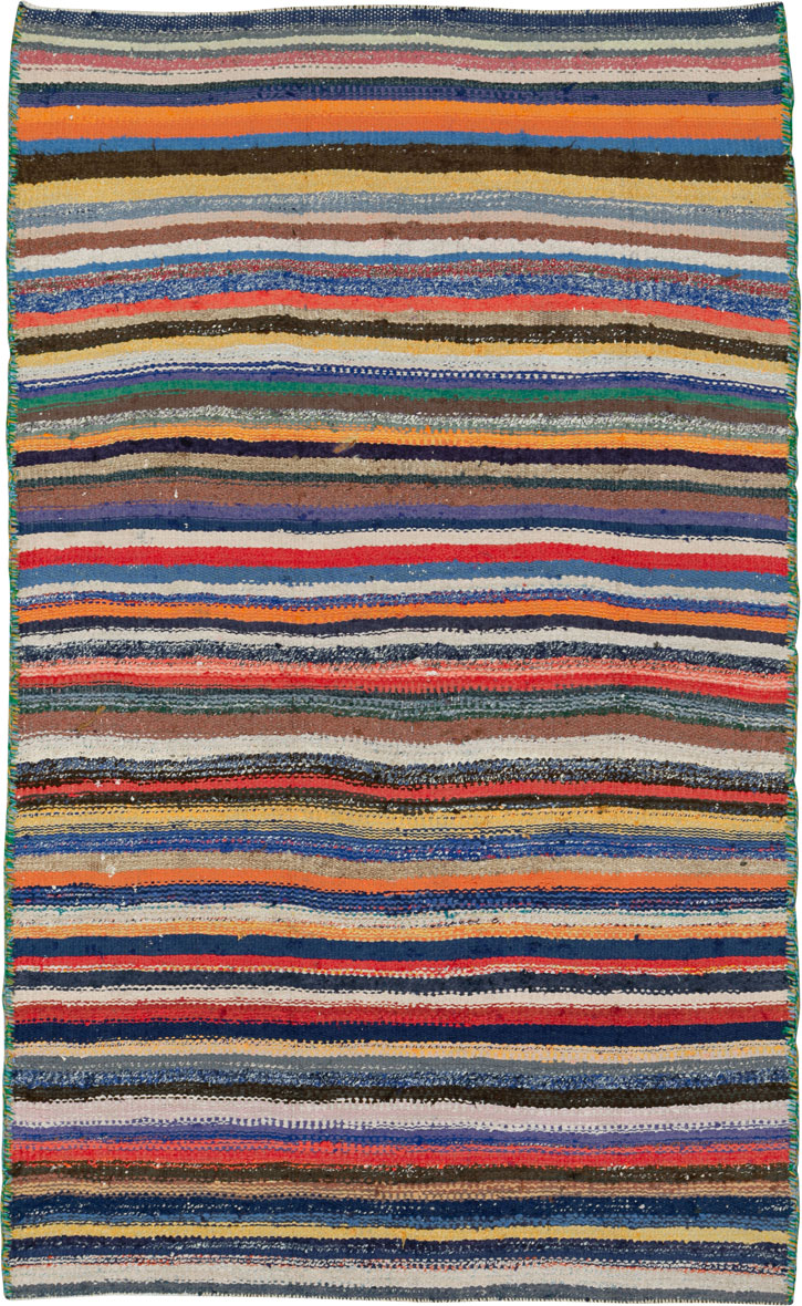Vintage Persian Flatweave Kilim Throw Rug, No.26118 - Staging