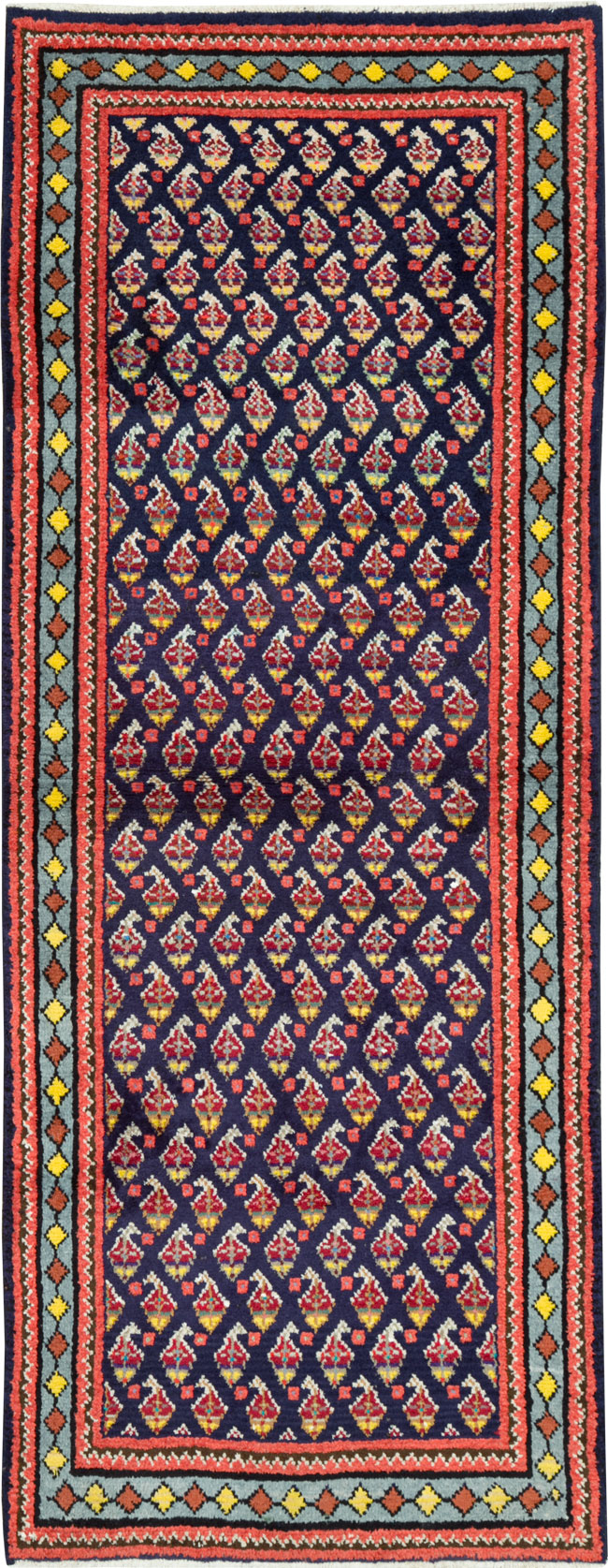Vintage Persian Hamadan Throw Rug, No.26178 - Staging