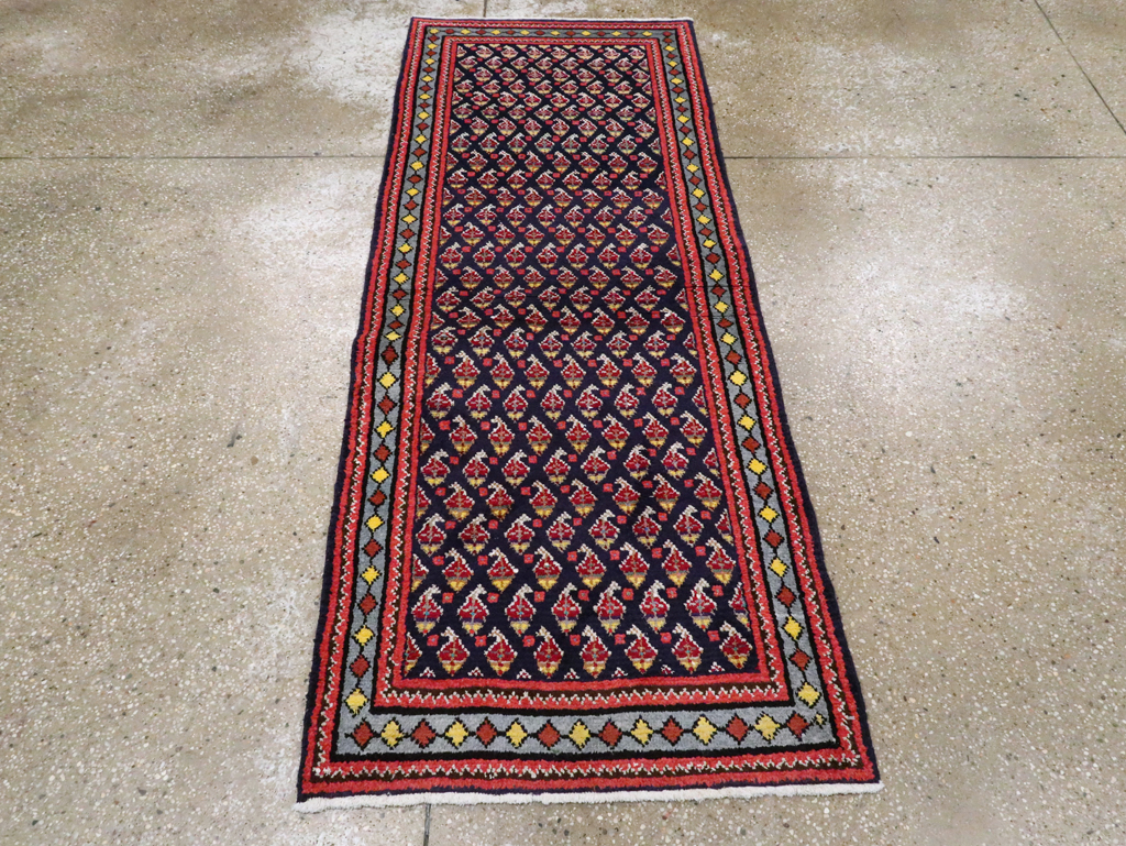 Vintage Persian Hamadan Throw Rug, No.26178 - Staging