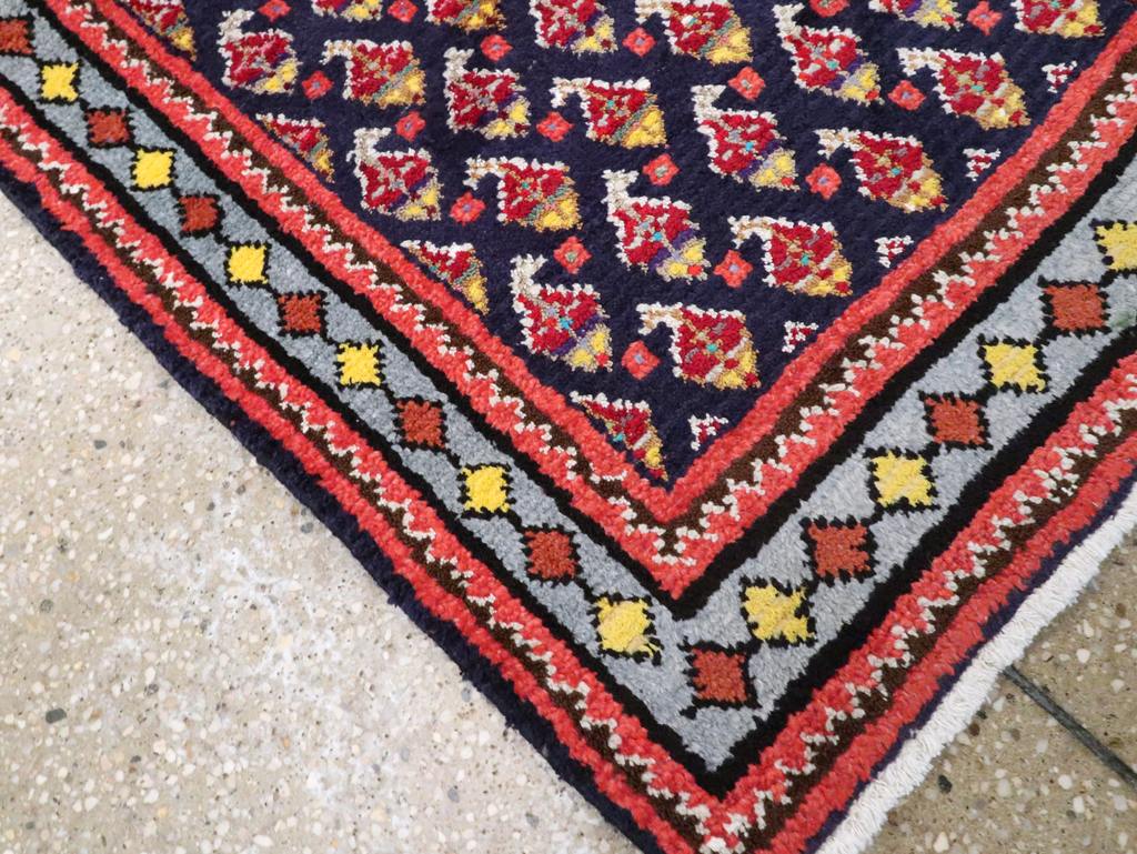 Vintage Persian Hamadan Throw Rug, No.26178 - Staging
