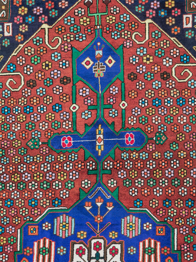 Vintage Persian Hamadan Rug, No.26180 - Staging