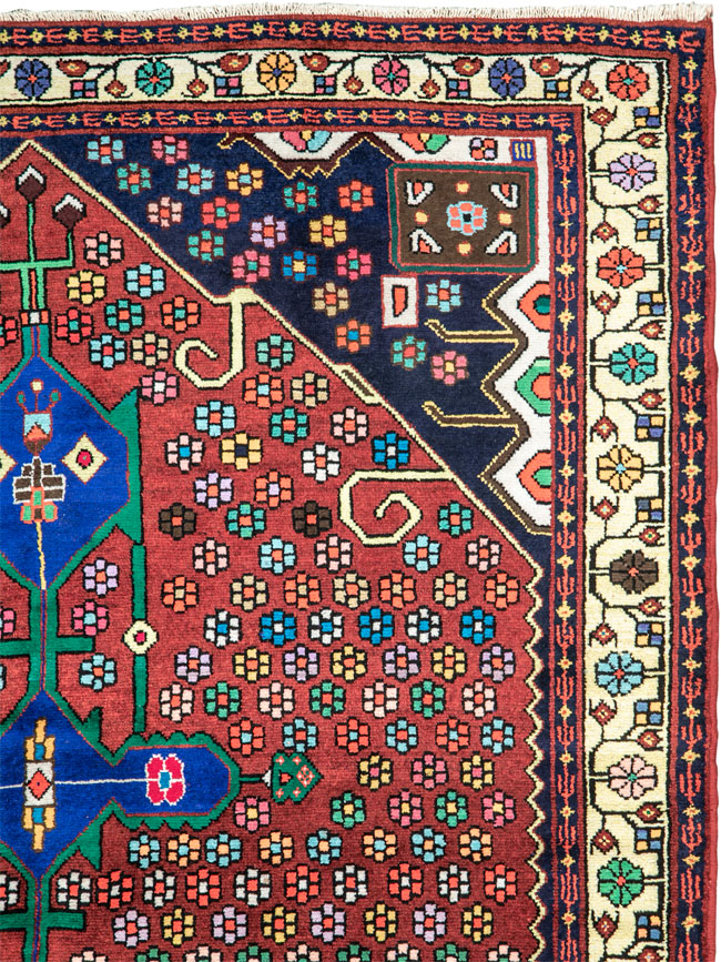 Vintage Persian Hamadan Rug, No.26180 - Staging