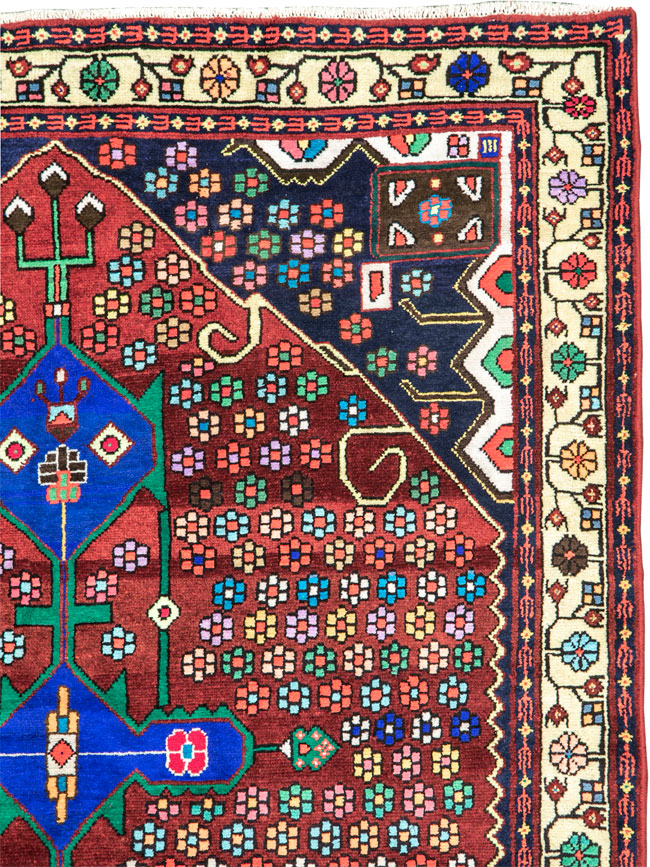 Vintage Persian Hamadan Rug, No.26180 - Staging