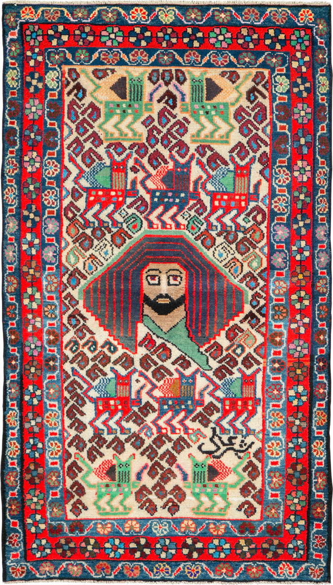 Vintage Persian Hamadan Rug, No.26213 - Staging