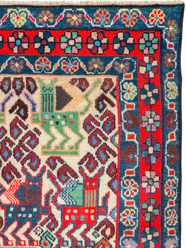 Vintage Persian Hamadan Rug, No.26213 - Staging