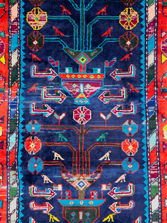 Vintage Persian Hamadan Rug, No.26214 - Staging
