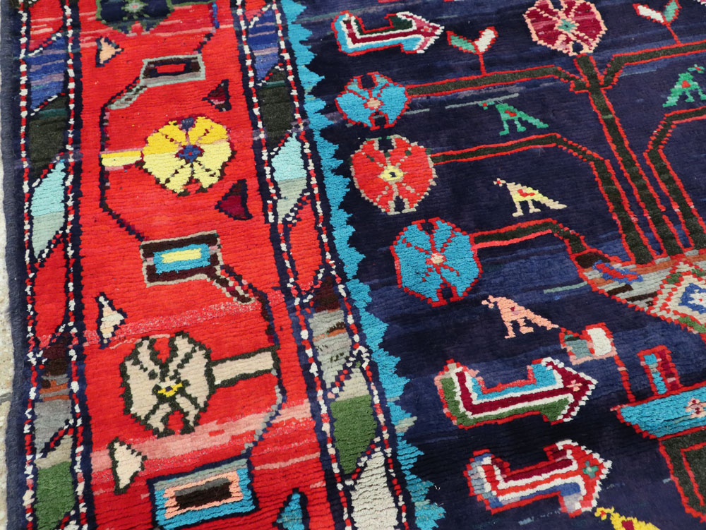 Vintage Persian Hamadan Rug, No.26214 - Staging